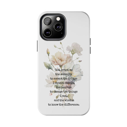 Serenity Prayer Watercolor Floral TOUGH Protective iPhone Case
