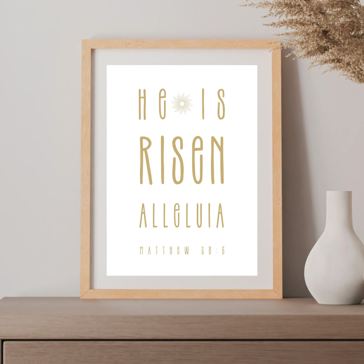He is Risen, Alleluia - Modern Minimalist Printable Poster
