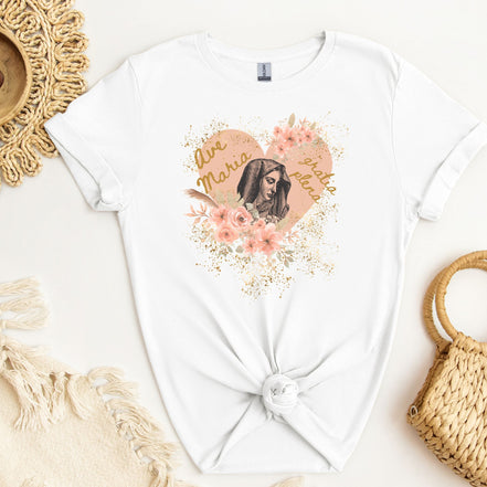 Ave Maria Gratia Plena Heart T-Shirt