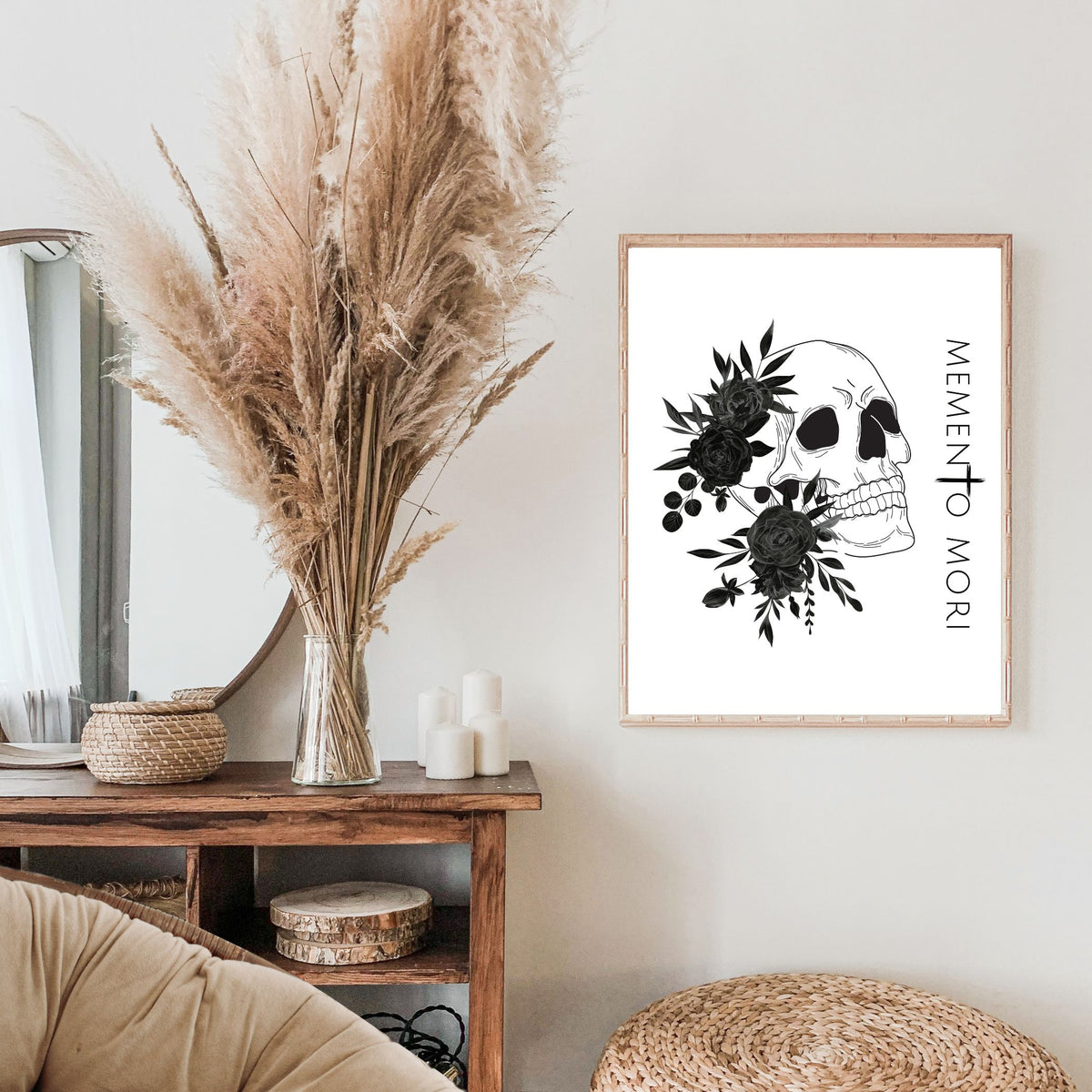 Memento Mori | Black Flowers | Printable Wall Art