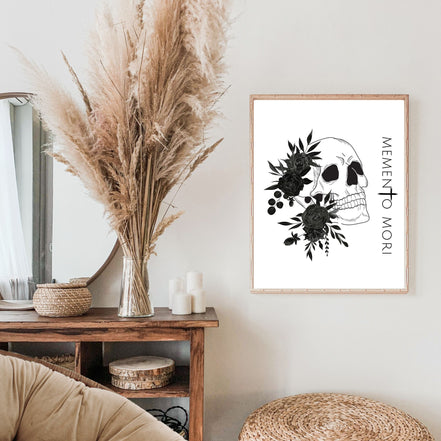 Memento Mori | Black Flowers | Printable Wall Art