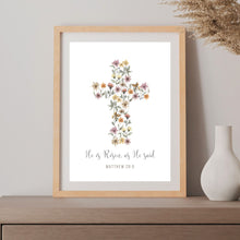 Load image into Gallery viewer, He is Risen As He Said: Floral Cross Printable Wall Art
