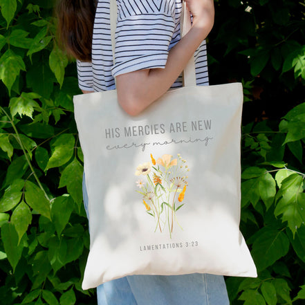 His Mercies are New Every Morning Tote Bag