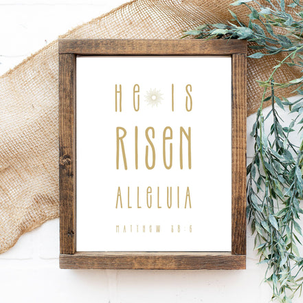 He is Risen, Alleluia - Modern Minimalist Printable Poster