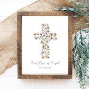 He is Risen As He Said: Floral Cross Printable Wall Art