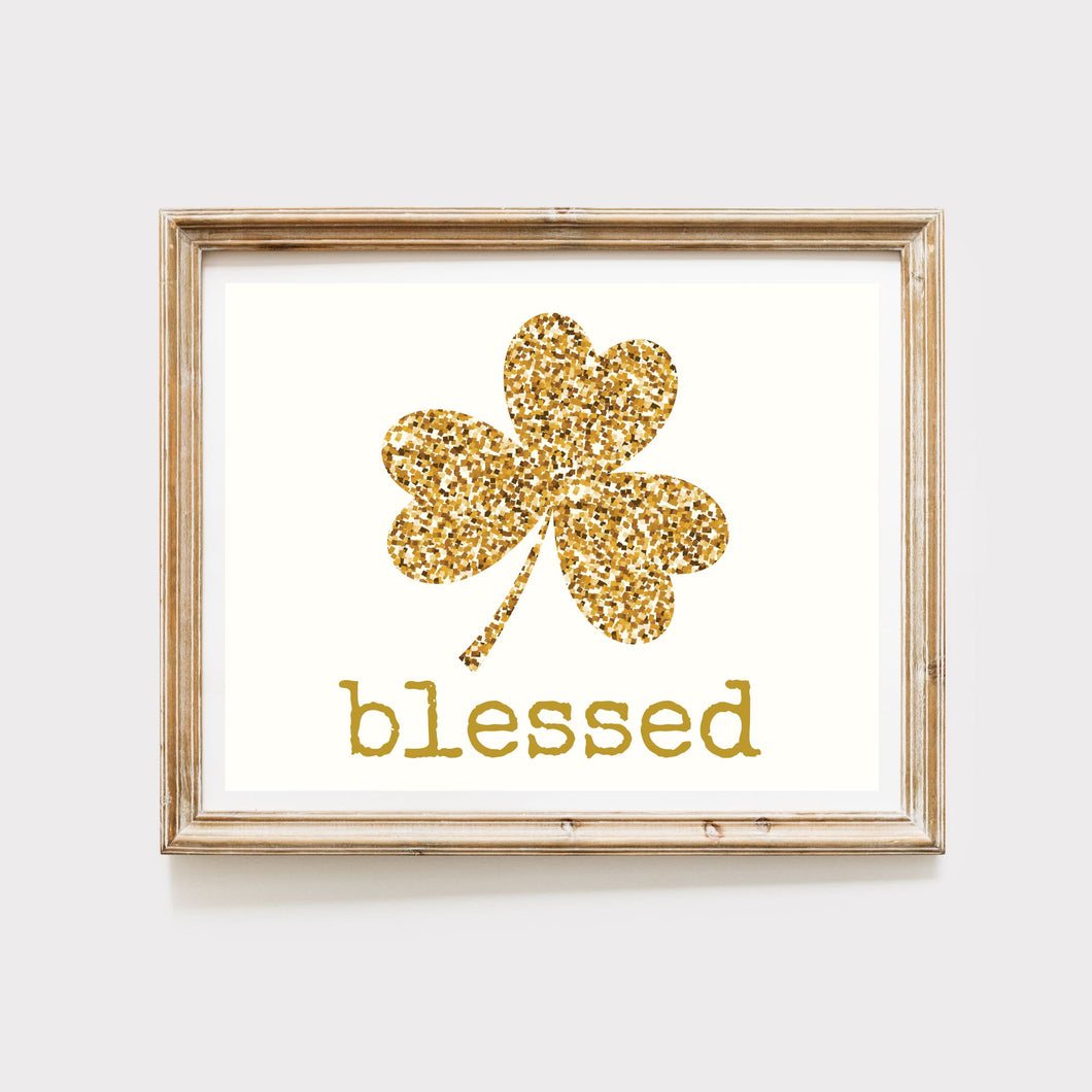 Blessed - Confetti Shamrock Printable Wall Art