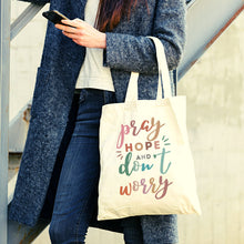 Load image into Gallery viewer, Pray Hope and Don&#39;t Worry Tote Bag - Colorful
