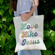 Love Like Jesus Tote Bag in Groovy Blues