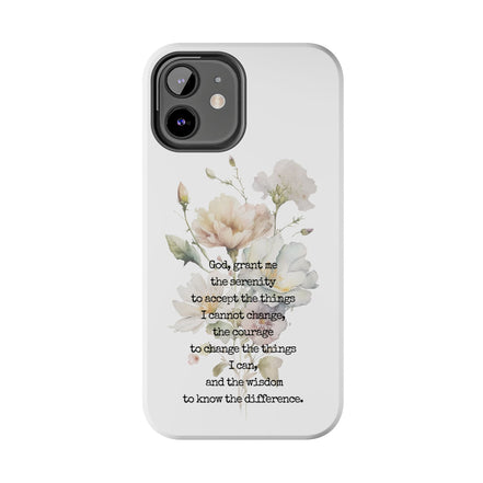 Serenity Prayer Watercolor Floral TOUGH Protective iPhone Case