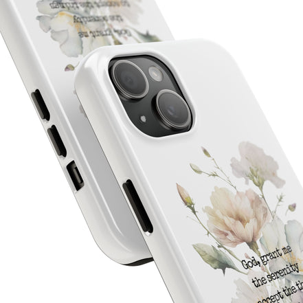 Serenity Prayer Watercolor Floral TOUGH Protective iPhone Case