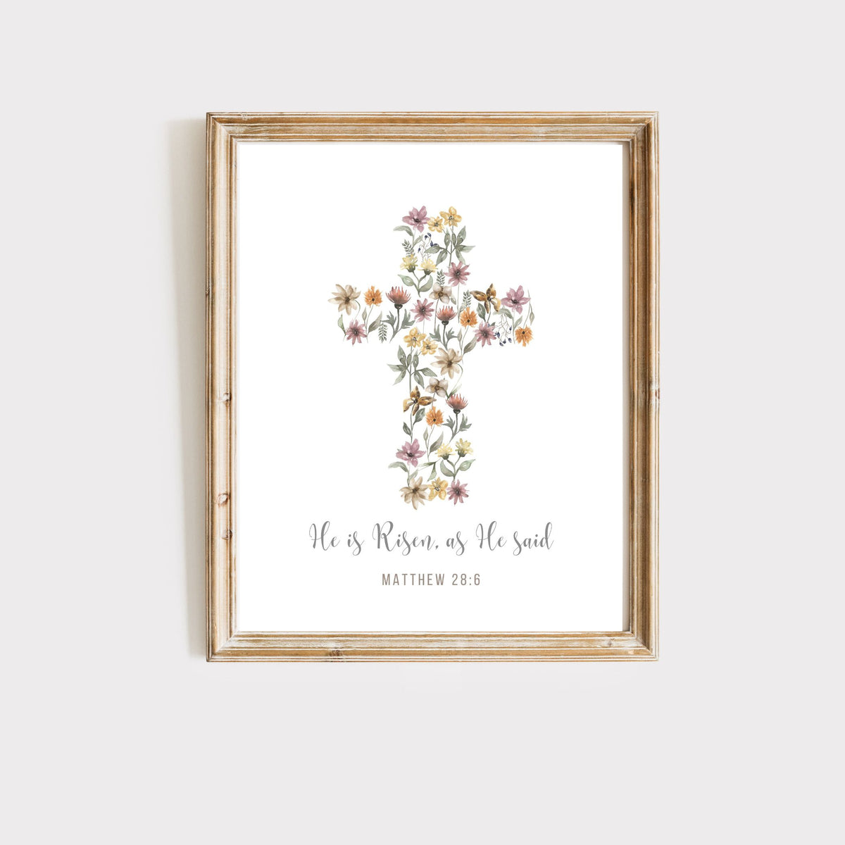 He is Risen As He Said: Floral Cross Printable Wall Art