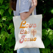 Love Like Jesus Tote Bag in Groovy Pinks