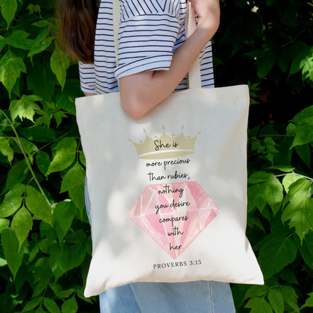 She is More Precious Than Rubies - Tote Bag