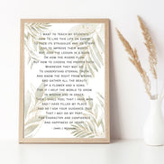 Teacher Appreciation Poem - Botanical Leaves: Printable Wall Art