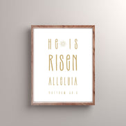 He is Risen, Alleluia - Modern Minimalist Printable Poster