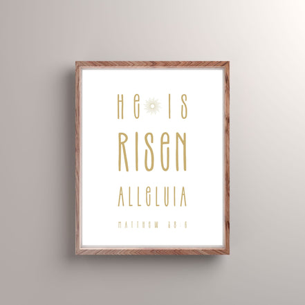 He is Risen, Alleluia - Modern Minimalist Printable Poster