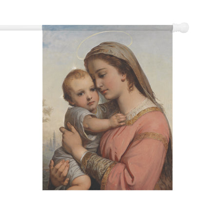 Nativity Madonna and Child Vintage Painting: Garden Flag
