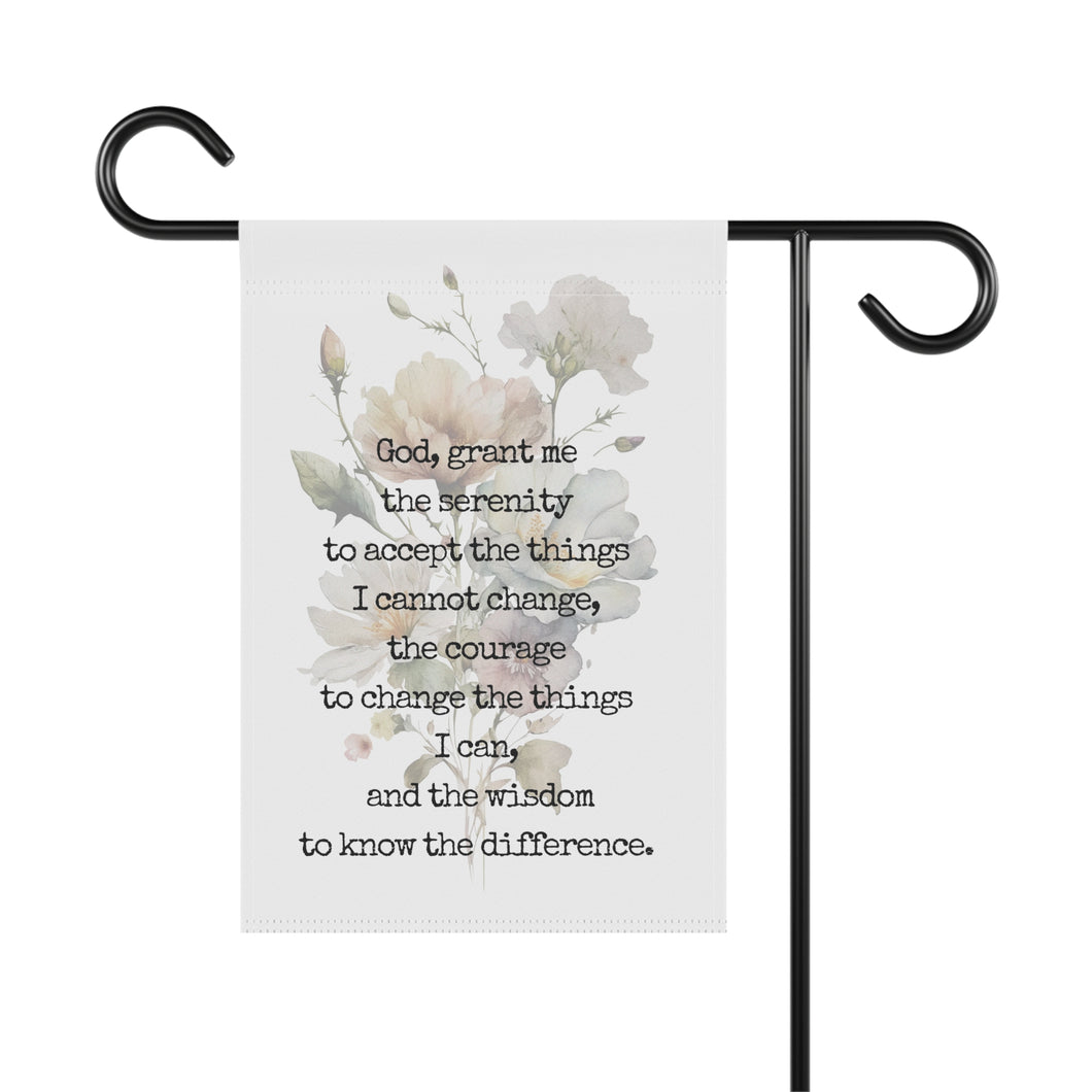 Serenity Prayer Garden Flag - Floral Watercolor