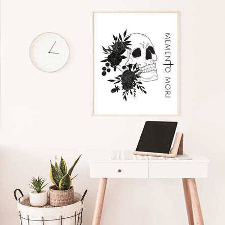 Memento Mori | Black Flowers | Printable Wall Art