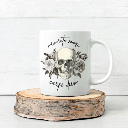 Memento Mori Carpe Diem Script Mug