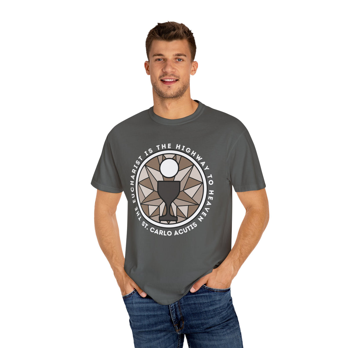 St Carlo Acutis: Eucharist is the Highway to Heaven - Comfort Colors® Shirt