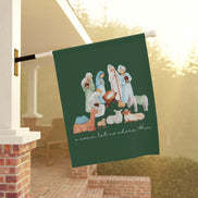 Watercolor Nativity - O Come Let Us Adore Him: Garden Flag