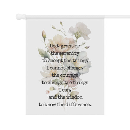 Serenity Prayer Garden Flag - Floral Watercolor