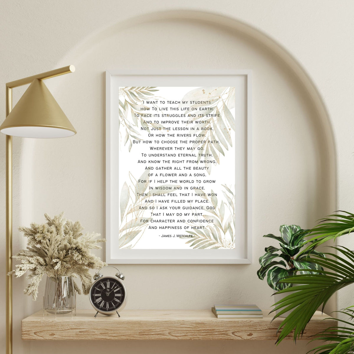 Teacher Appreciation Poem - Botanical Leaves: Printable Wall Art