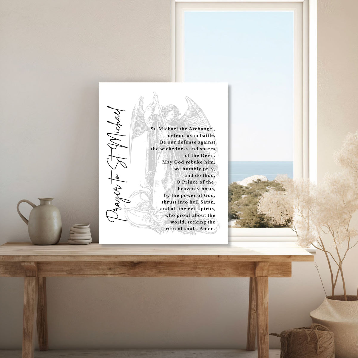 St Michael Archangel Prayer:  Canvas Wall Art