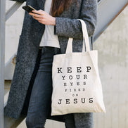 Keep Your Eyes Fixed on Jesus Tote Bag
