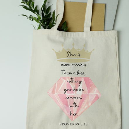 She is More Precious Than Rubies - Tote Bag
