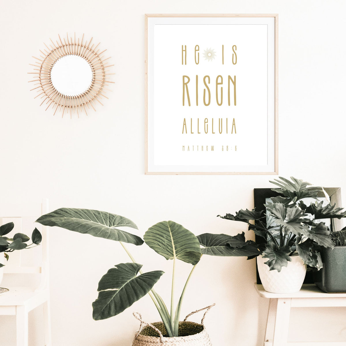 He is Risen, Alleluia - Modern Minimalist Printable Poster