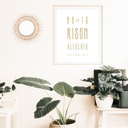 He is Risen, Alleluia - Modern Minimalist Printable Poster