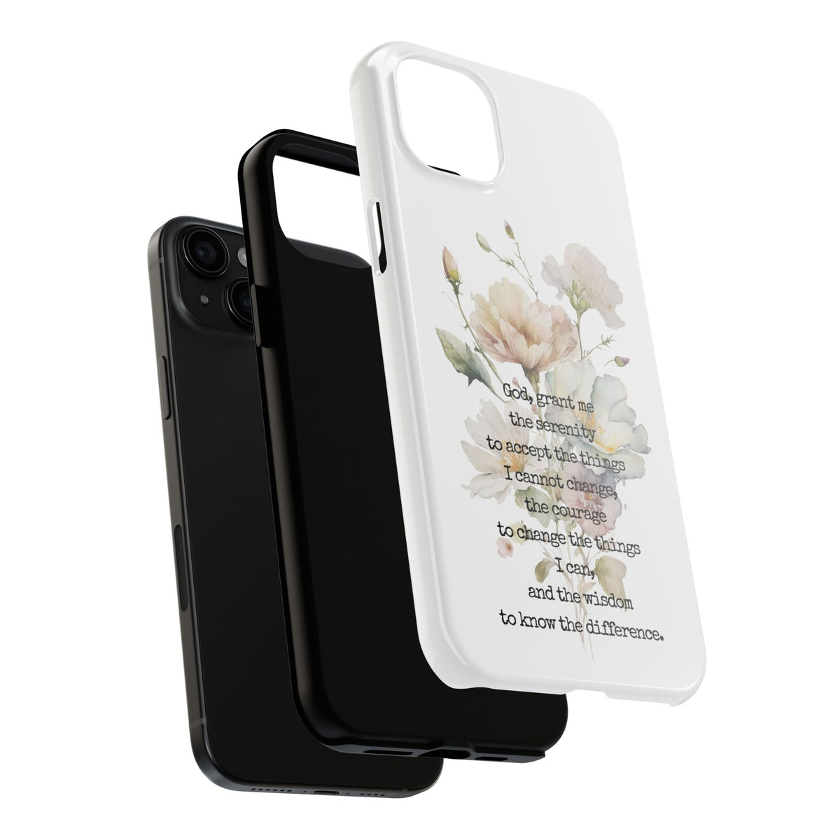 Serenity Prayer Watercolor Floral TOUGH Protective iPhone Case