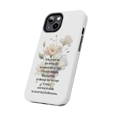 Serenity Prayer Watercolor Floral TOUGH Protective iPhone Case
