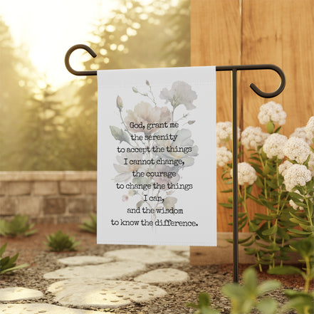 Serenity Prayer Garden Flag - Floral Watercolor