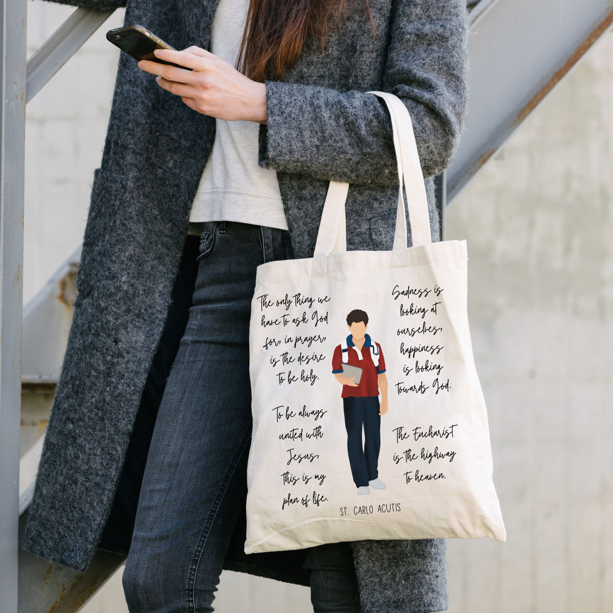 St Carlo Acutis Catholic Tote Bag