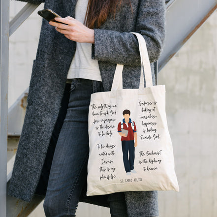 St Carlo Acutis Catholic Tote Bag