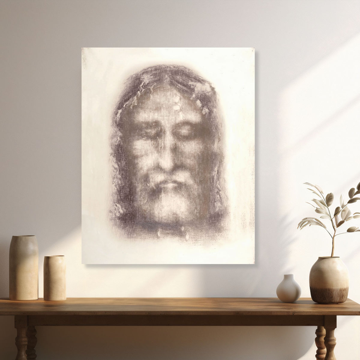 Sacred Face of Jesus from the Shroud of Turin:  Canvas Wall Art Print