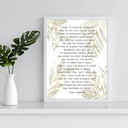 Teacher Appreciation Poem - Botanical Leaves: Printable Wall Art