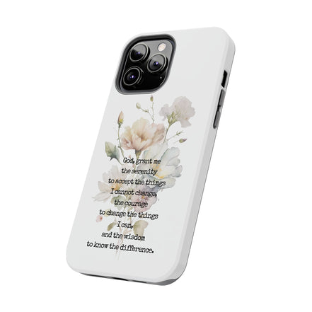 Serenity Prayer Watercolor Floral TOUGH Protective iPhone Case