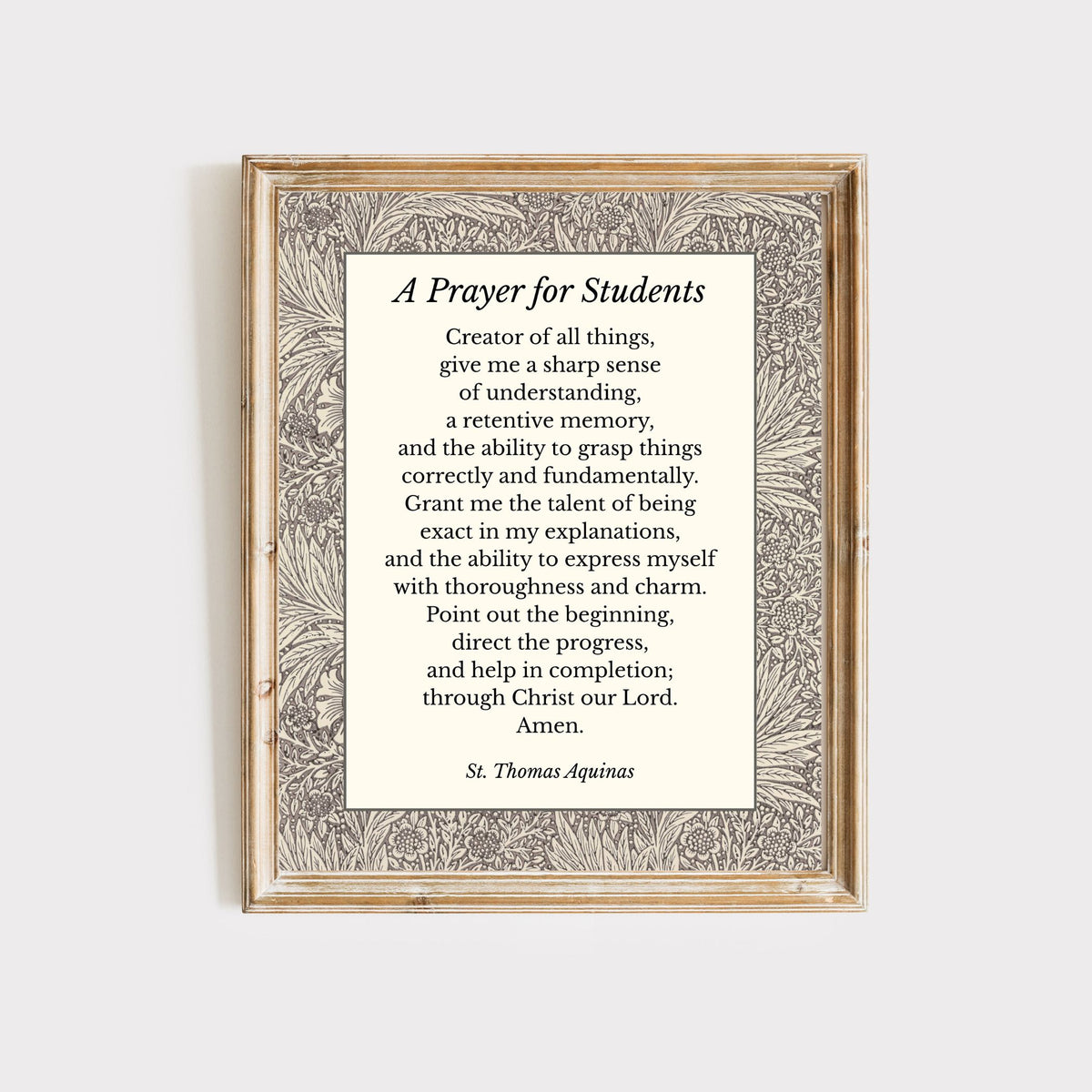 A Prayer for Students Printable Wall Art | St. Thomas Aquinas Catholic Digital Print