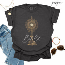 Load image into Gallery viewer, Behold Eucharistic Monstrance: Comfort Colors® TShirt
