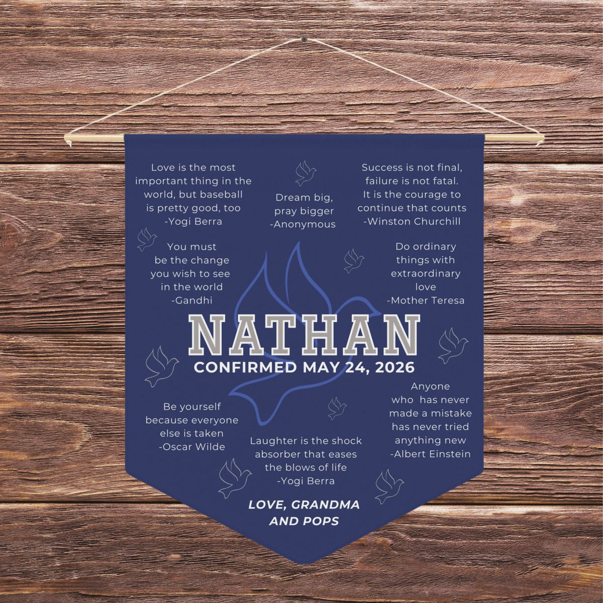 Confirmation Pennant for Boys - Inspirational Quotes