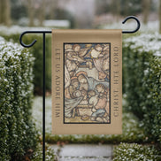 Vintage Nativity Painting - O Come Let Us Adore Him: Garden Flag