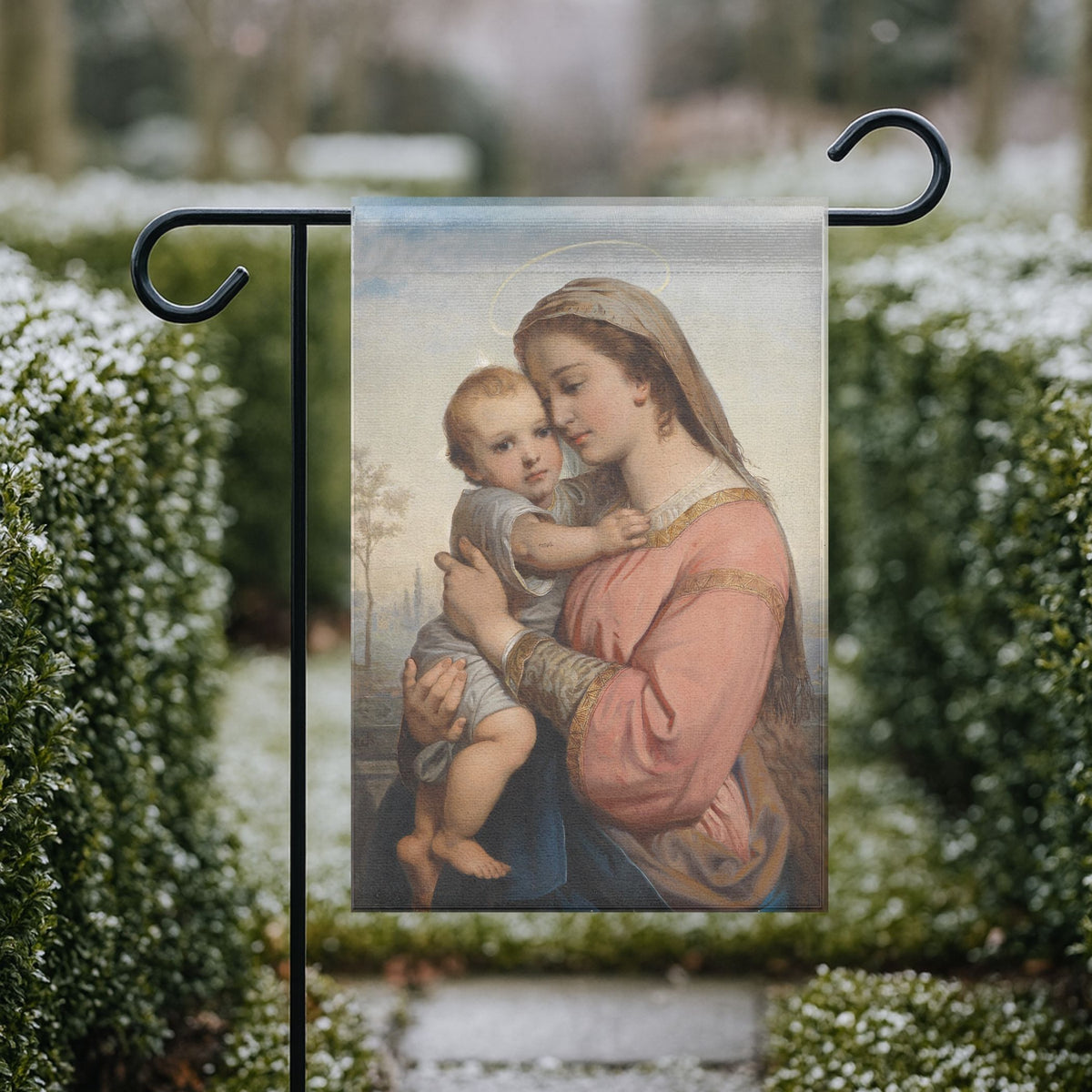 Nativity Madonna and Child Vintage Painting: Garden Flag
