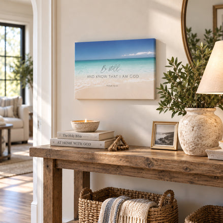 Be Still and Know That I am God - Psalm 46:10 - Ocean - Horizontal Canvas Art Print