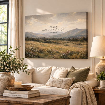 Be Still and Know That I am God - Psalm 46:10 - Meadows - Horizontal Canvas Art Print