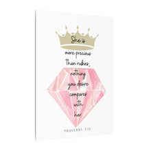 Load image into Gallery viewer, She is More Precious Than Rubies - Proverbs 3:15 - Canvas Wall Art
