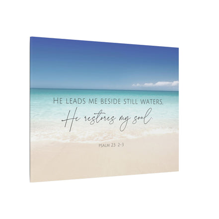 Psalm 23 - He Restores My Soul - Ocean - Horizontal Canvas Art Print